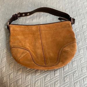 COACH TAN SUEDE PURSE PREOWNED IN GOOD CONDITION WOT